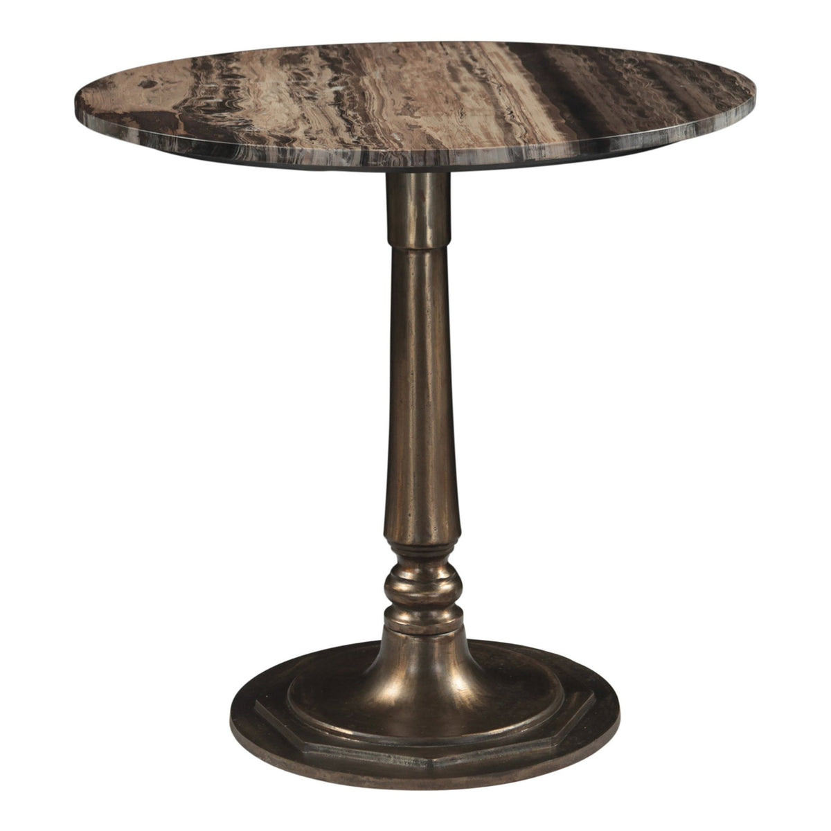 Bowery 36" Gathering Table with Cappuccino Marble and Antique Gold Hexagon Base - image 1