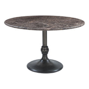 Dauphine 48" Round Dining Table in Dark Emperador Marble with Aged Brass Base - image 1