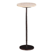 Detroit 10" Side Table in Beige Travertine with Hammered Base - image 1