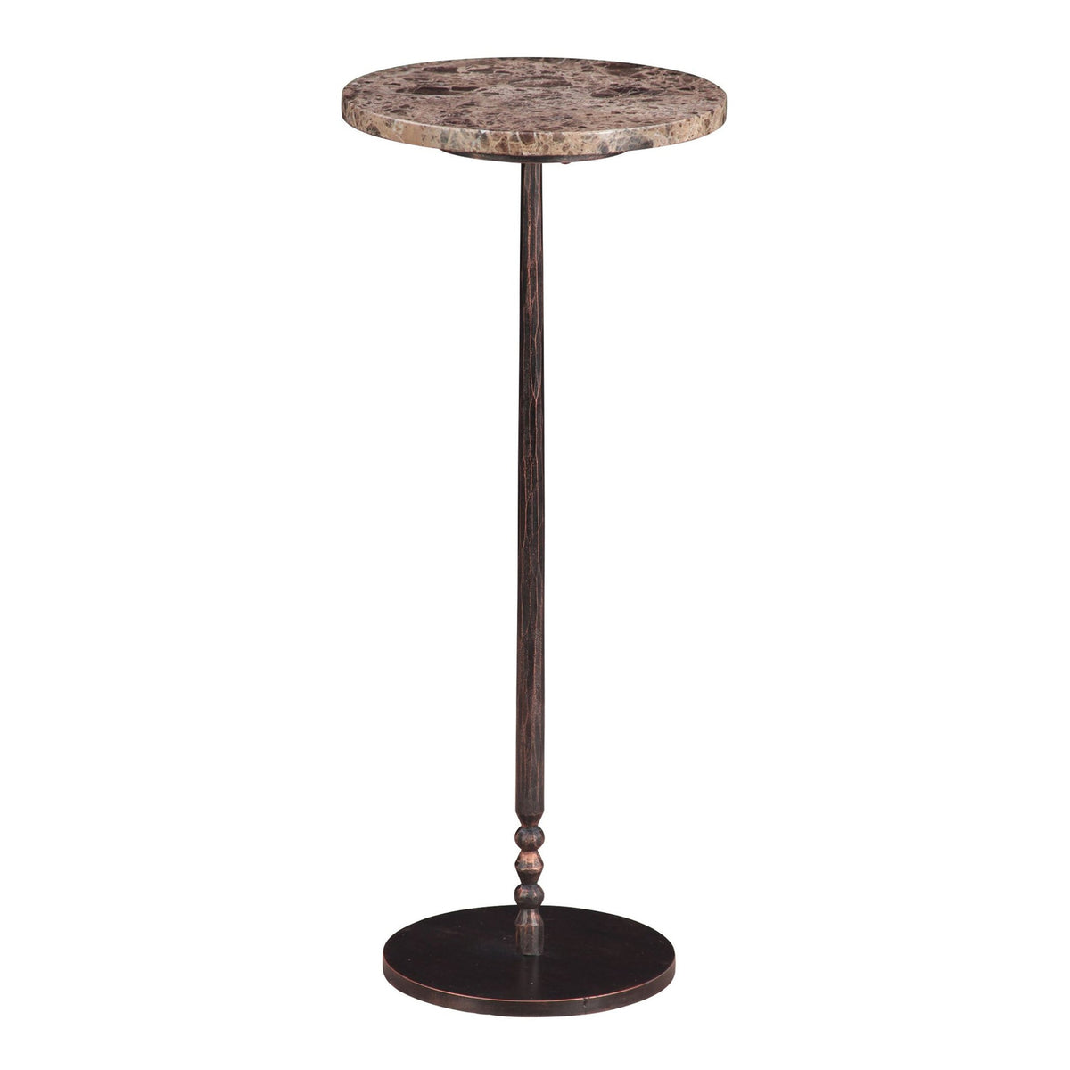 Detroit 10" Side Table in Dark Emperador Marble with Casted Base - image 1