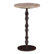Detroit 12" Side Table in Light Emperador Marble with Casted Base - image 1