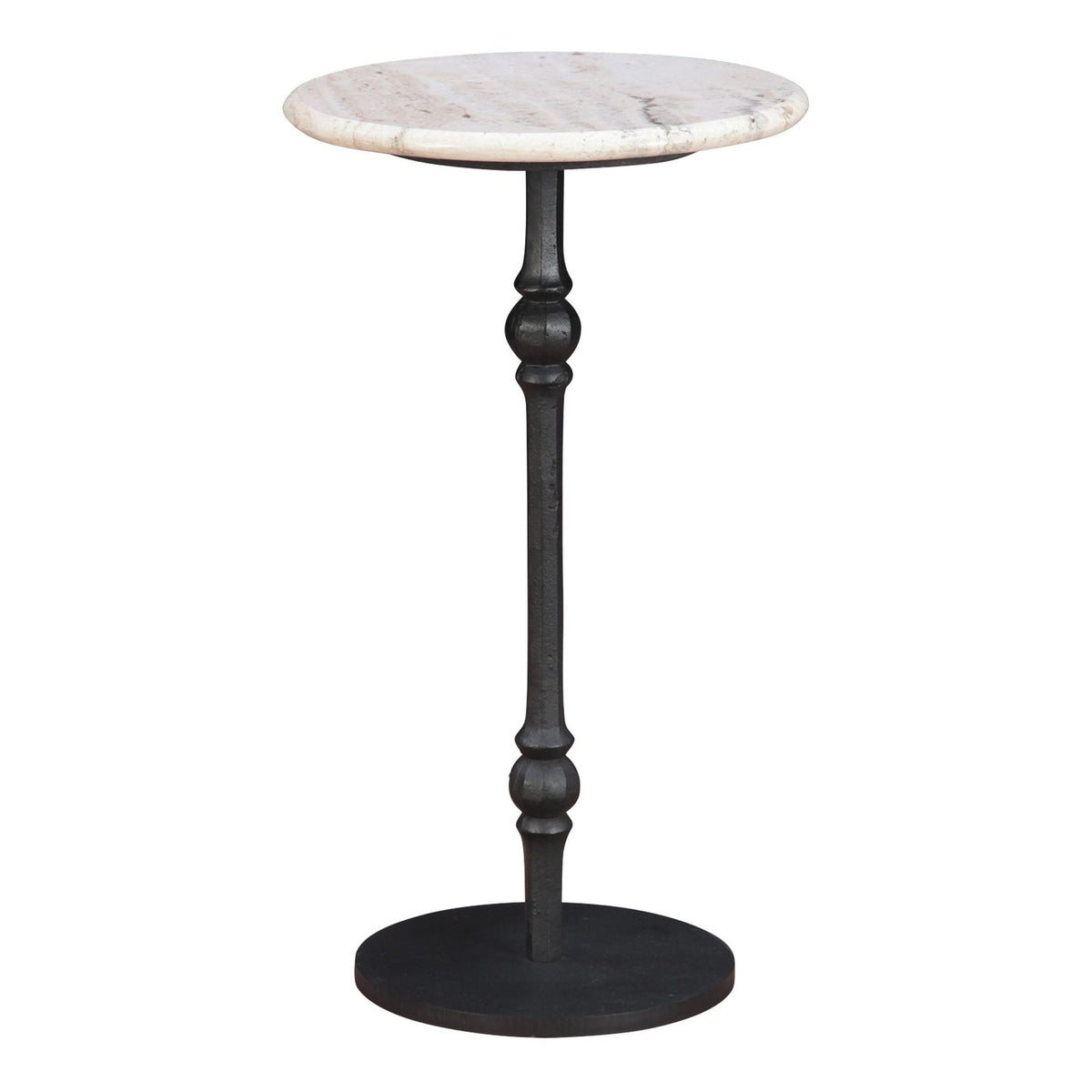 Detroit 12" Side Table in White Travertine with Casting Base - image 1