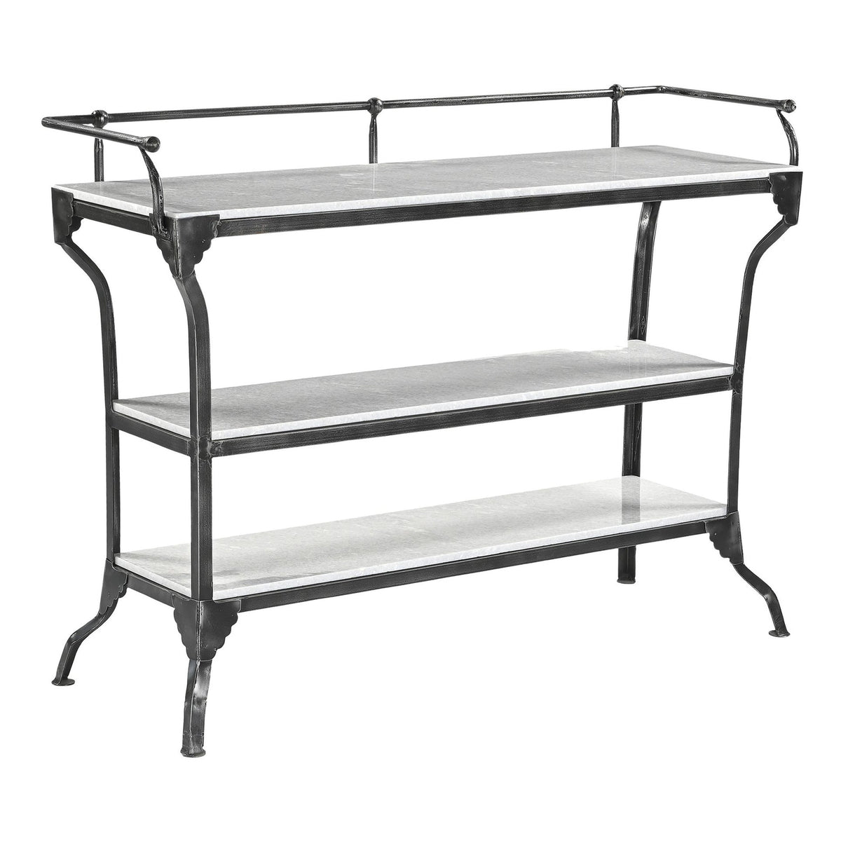 Downey 50" Console Table with White Marble and Black Metal Base - image 1
