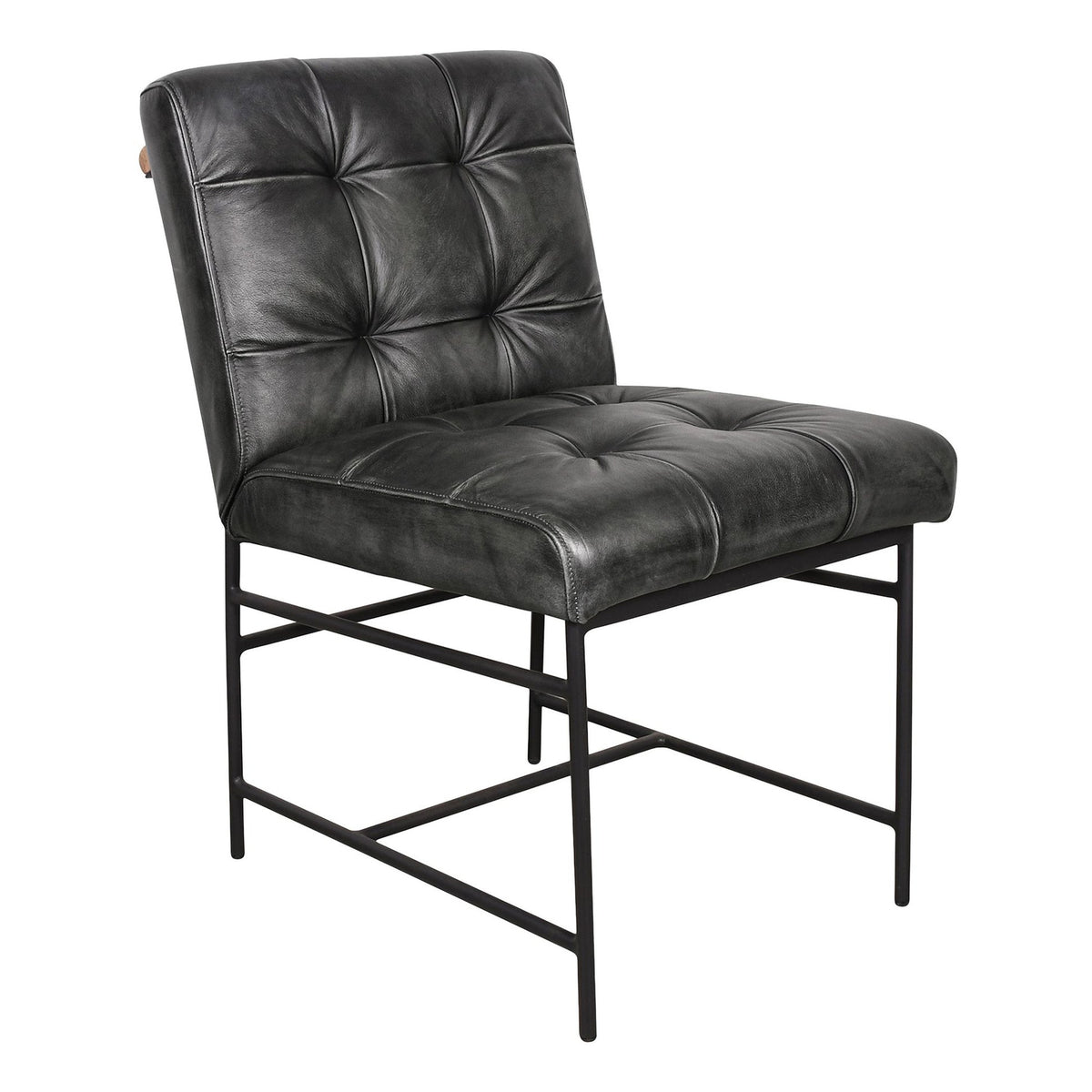 Essex Stockton 19" Dining Chair in Weathered Black Leather - image 1