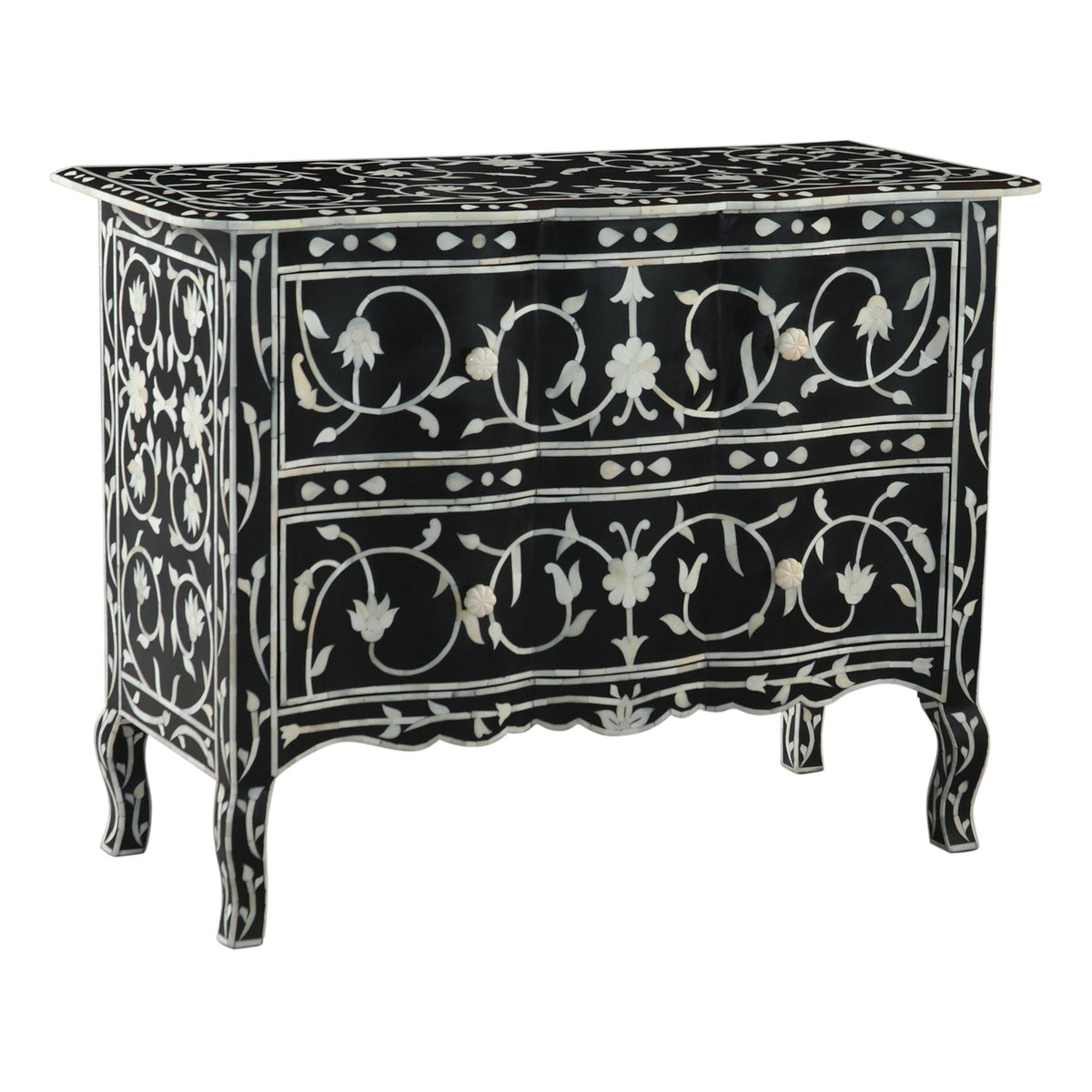 Fleur 42" Two Drawer Chest with Floral Horn Inlay - image 1