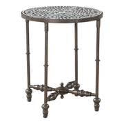 Fleur 20" Side Table with Floral Horn Inlay and Iron - image 1