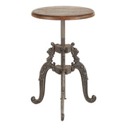 French Vintage 16" Adjustable Stool in Weathered Teak - image 1