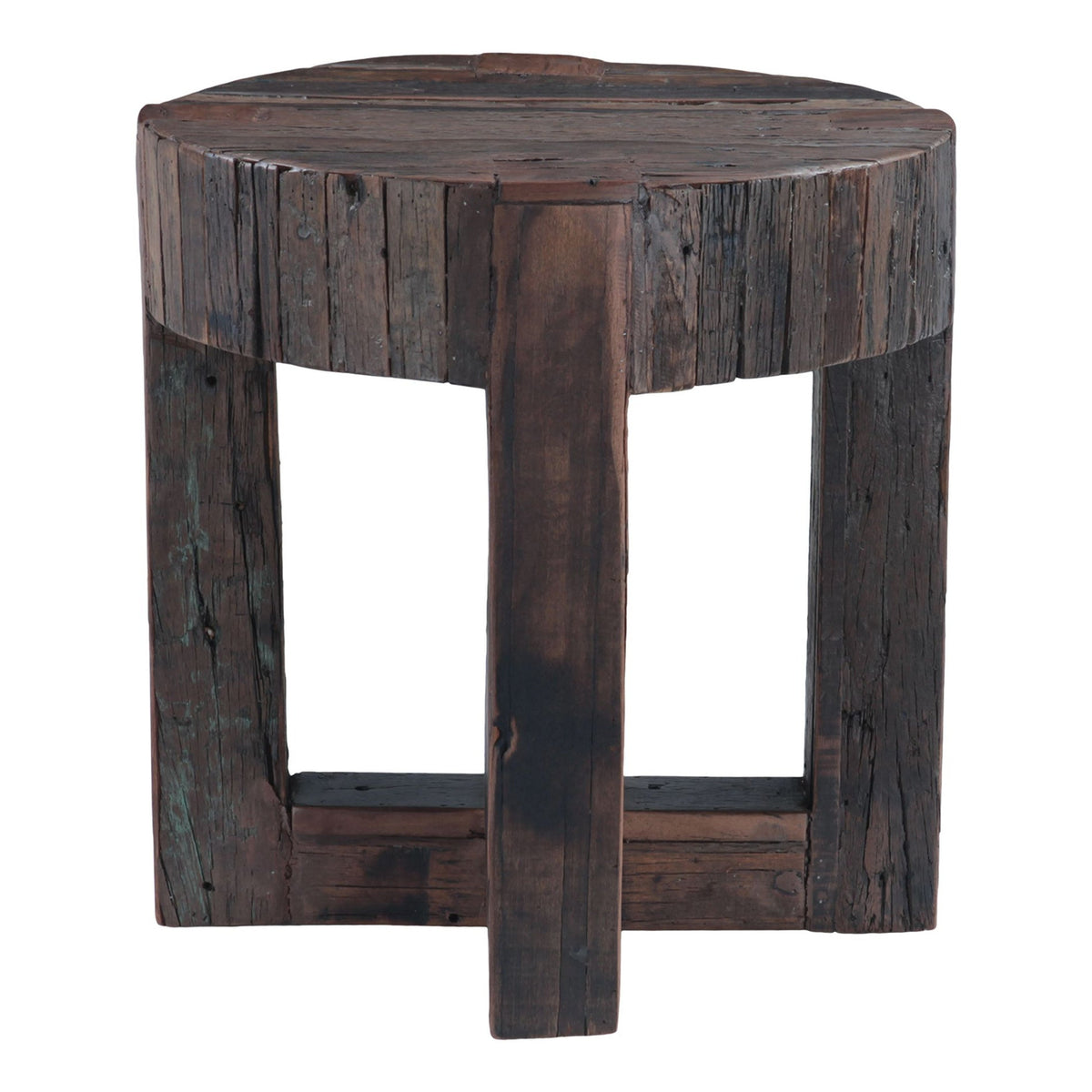 Harbor 24" Side Table with Cross Base in Reclaimed Wood - image 1