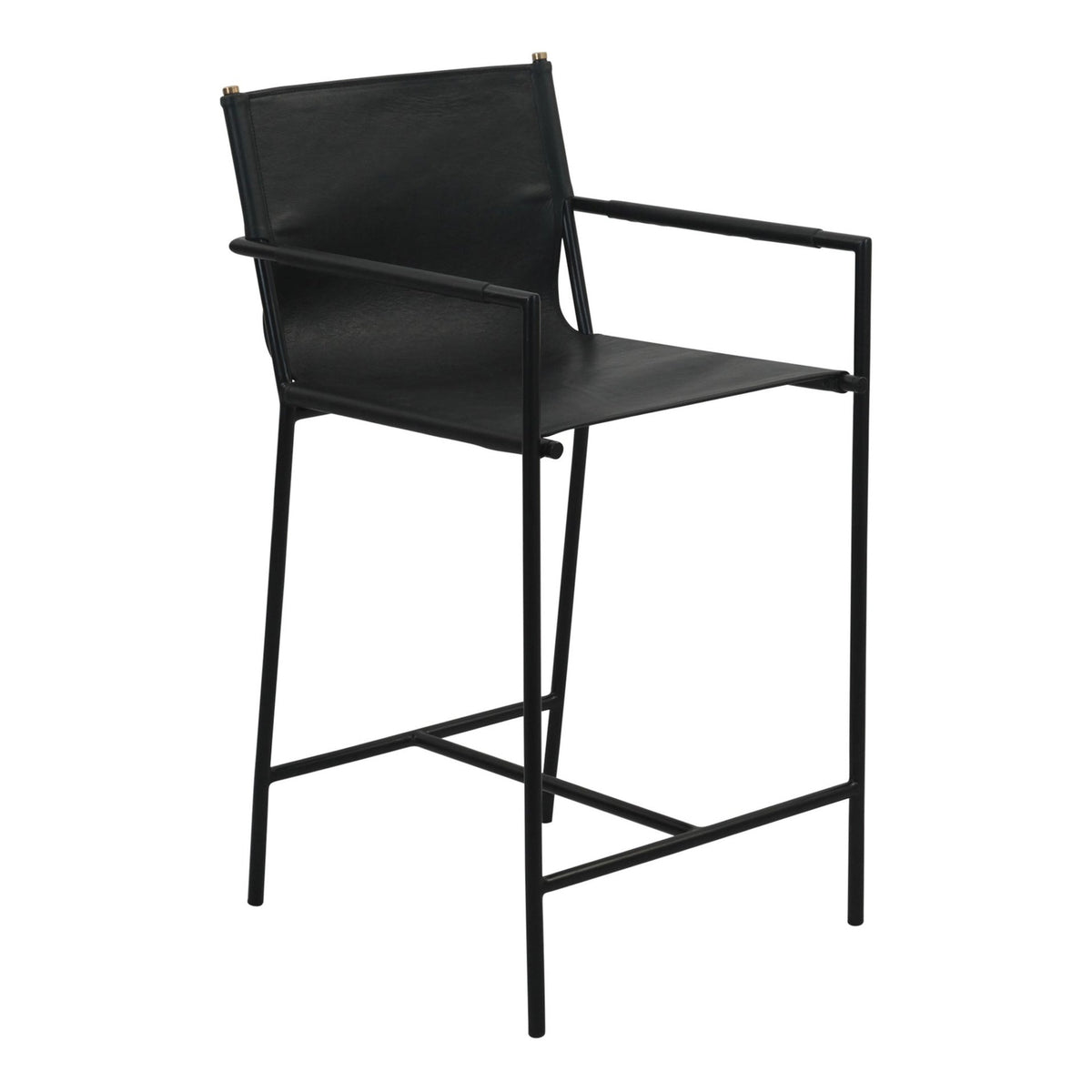 Irvine 20" Counter Armchair in Black Leather and Iron - image 1
