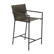Irvine 20" Counter Armchair in Olive Green Leather and Iron - image 1