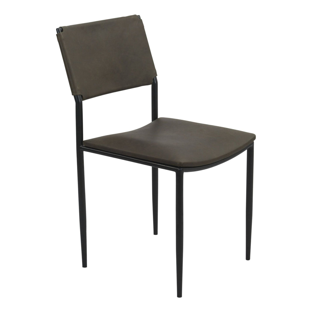 Irvine 18" Dining Chair Olive Green Leather and Iron - image 1