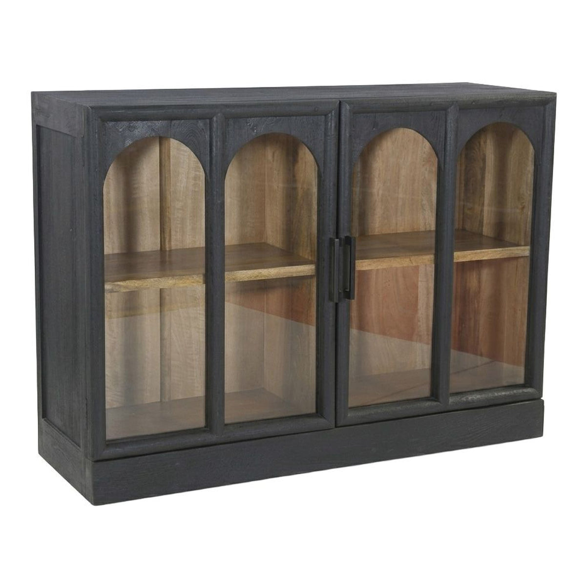 Kingston 48" Two Door Glass Cabinet in Black with Natural Interior - image 1