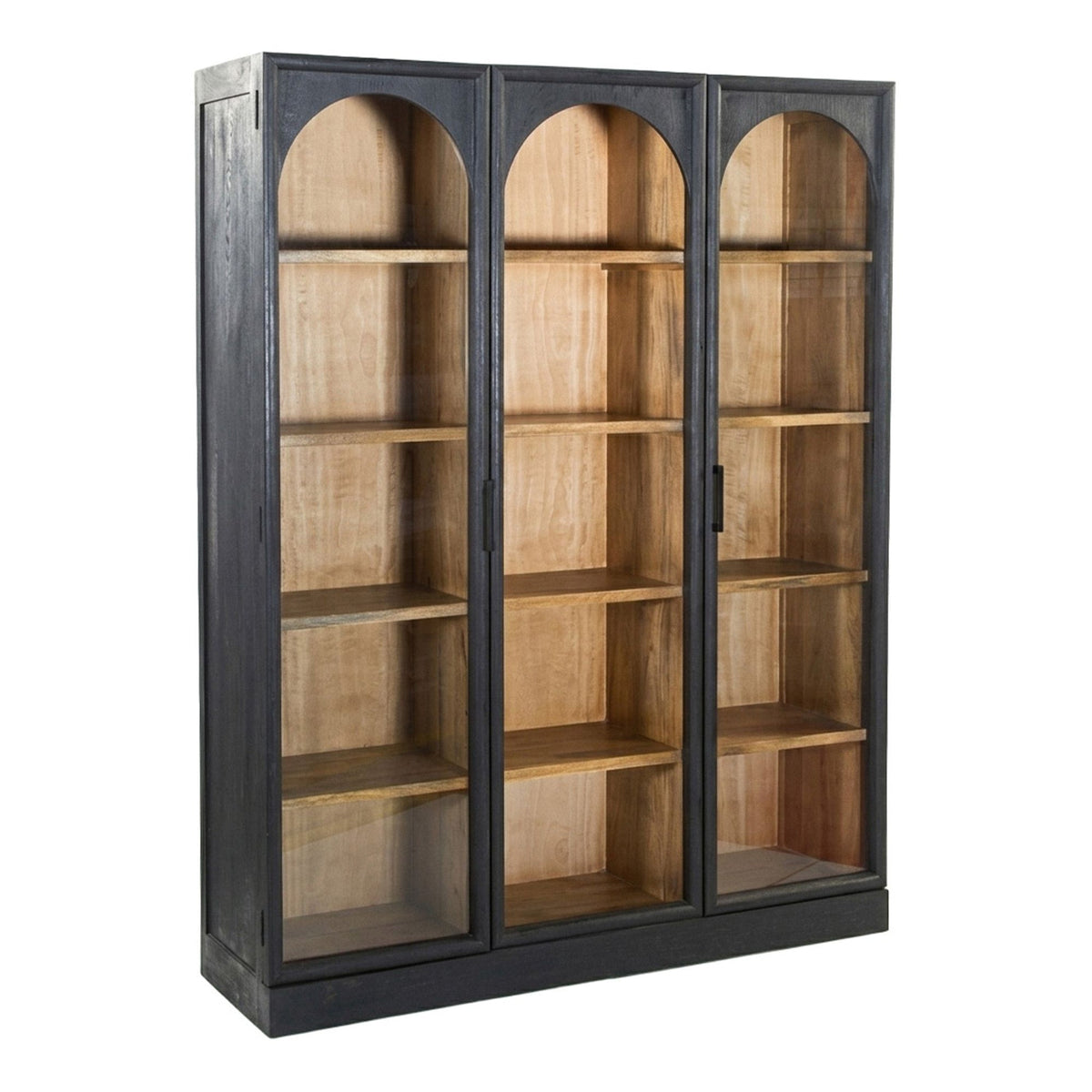 Kingston 61" Glass Cabinet Shelves in Black with Natural Interior - image 1