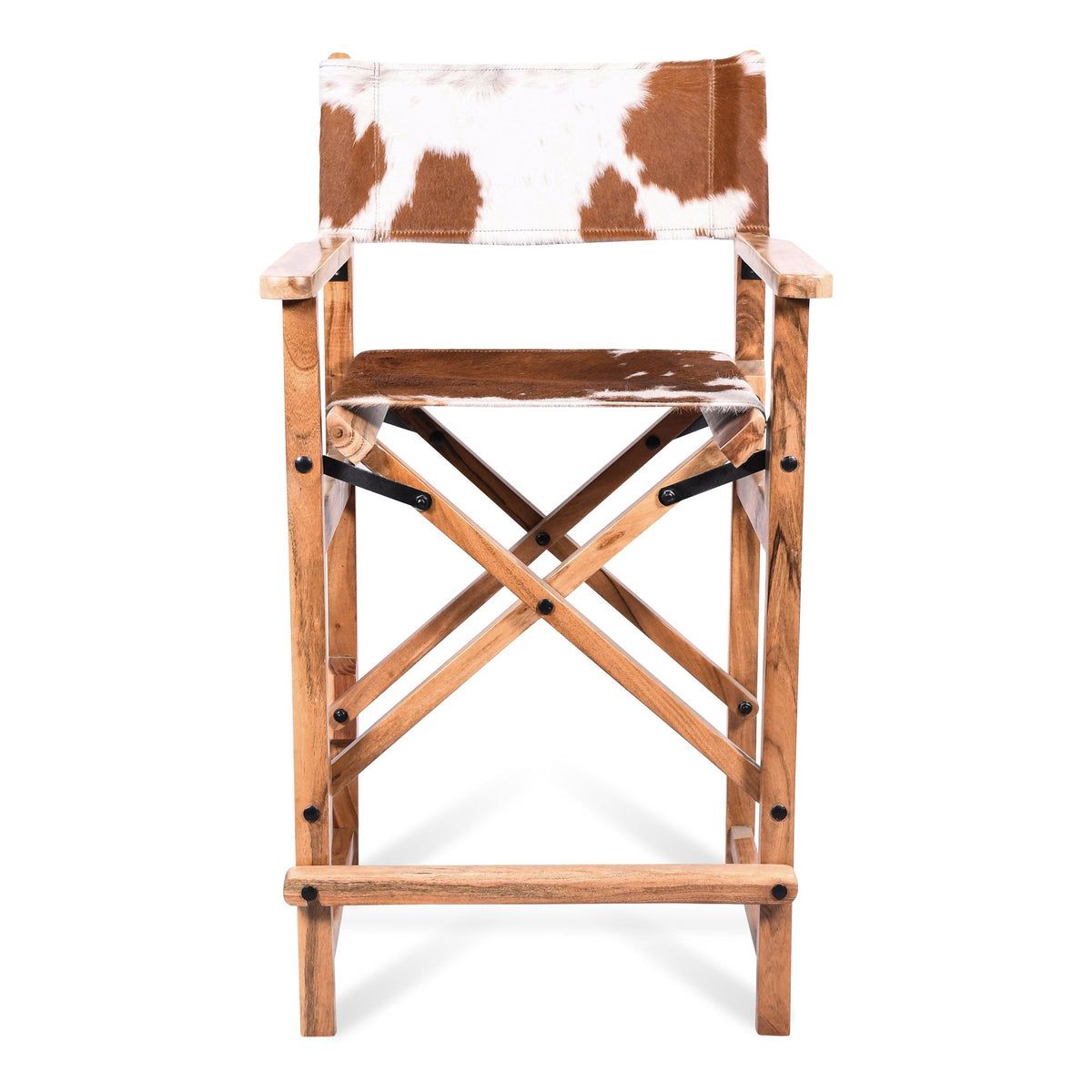 Leeds 23" Folding Counter Chair in Brown Hair on Hide - image 1