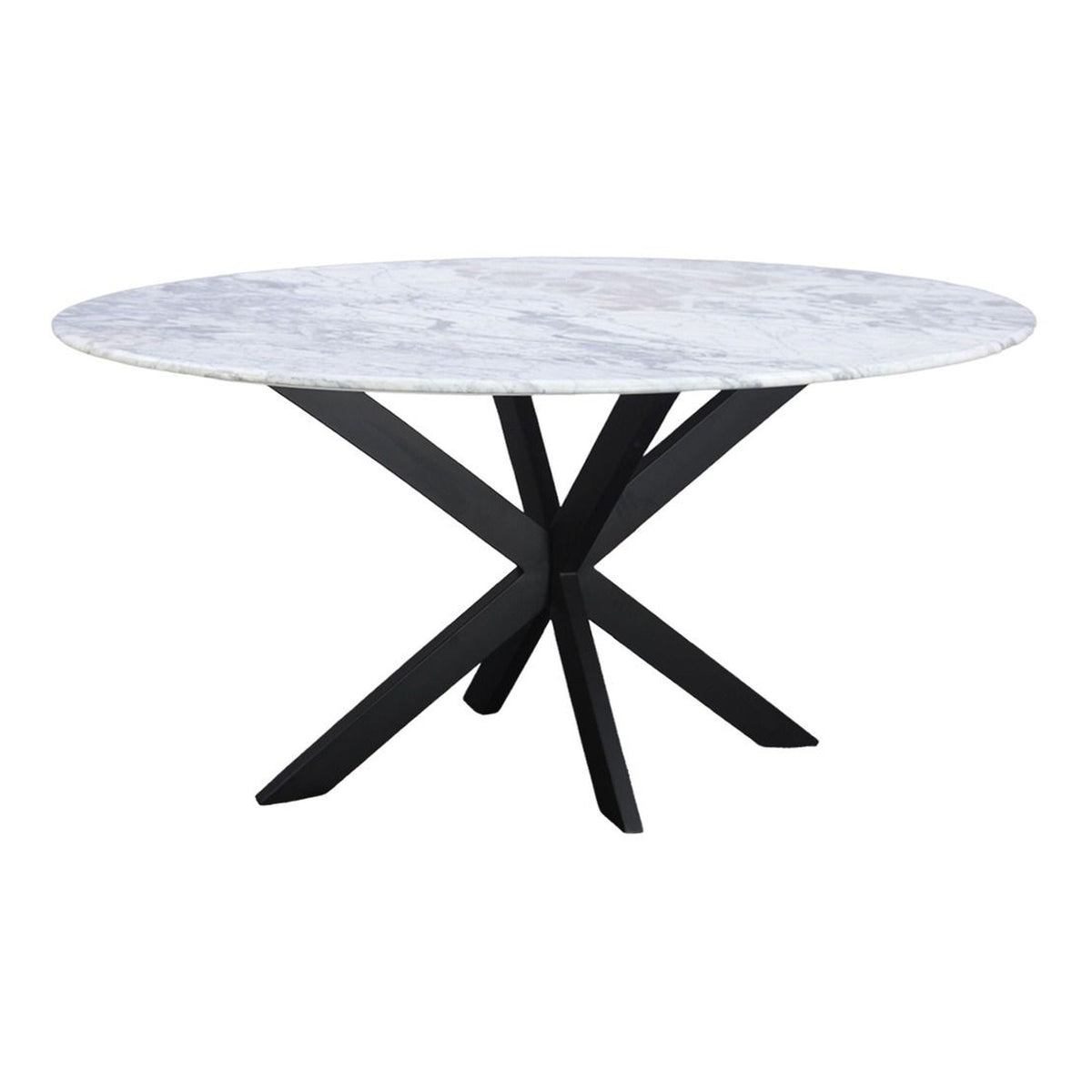 Malibu 70" Oval Dining Table in Satvario White Marble with Black Base - image 1