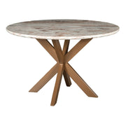 Malibu 48" Round Table in Sawar Marble with Antique Gold Base - image 1
