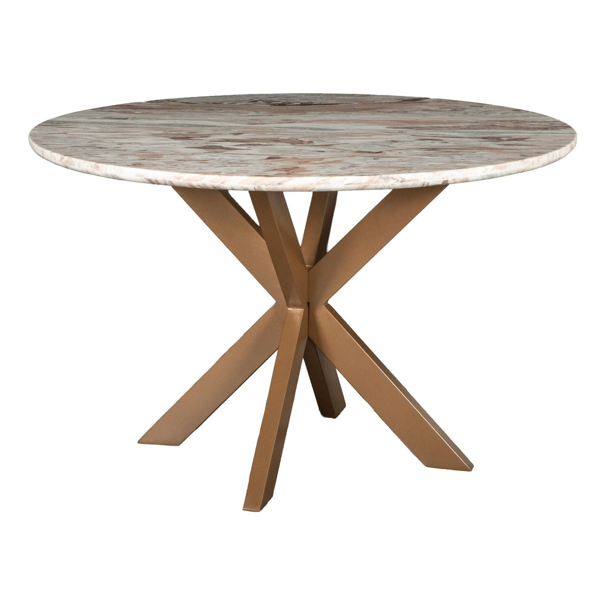 Malibu 48" Round Table in Sawar Marble with Antique Gold Base - image 1