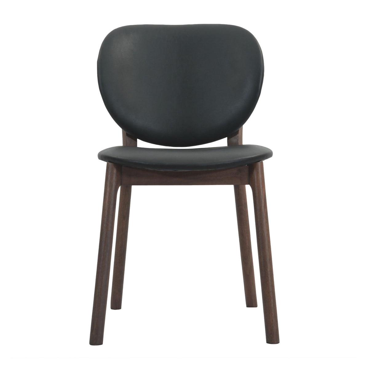 Piper 18" Round Back Dining Chair in Black Leather and Wood - image 1