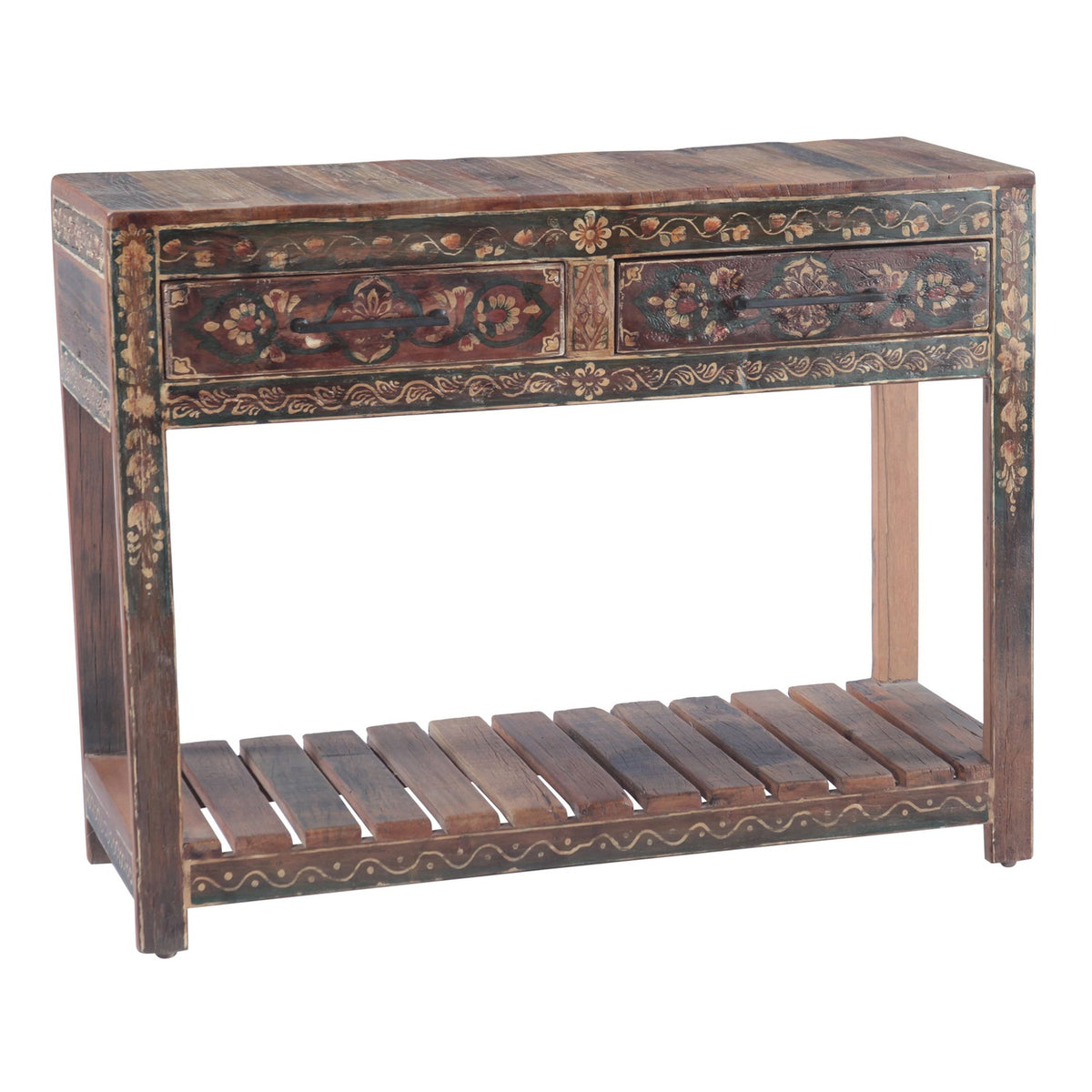 Rustic Roots 40" Hand Painted Console Table with Two Drawers - image 1
