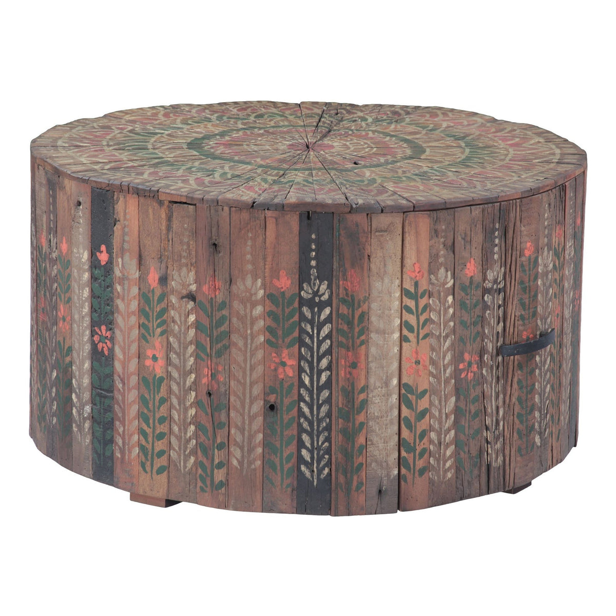 Rustic Roots 32" Hand Painted Round Coffee Table with Storage Drawer - image 1