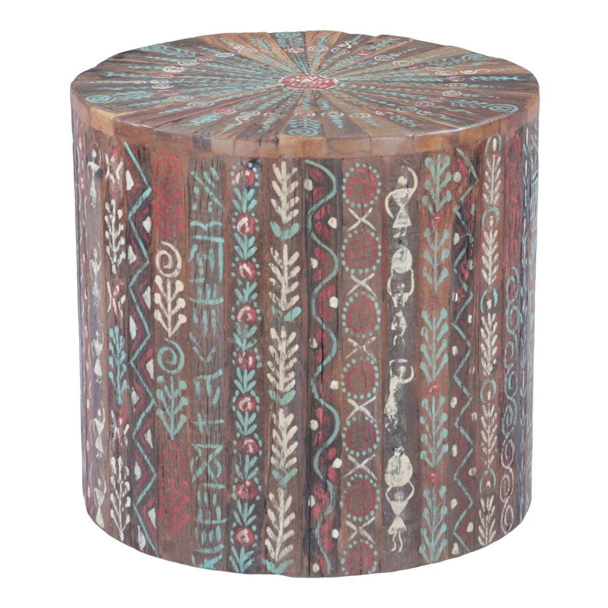 Rustic Roots 20" Hand Painted Round Side Table - image 1