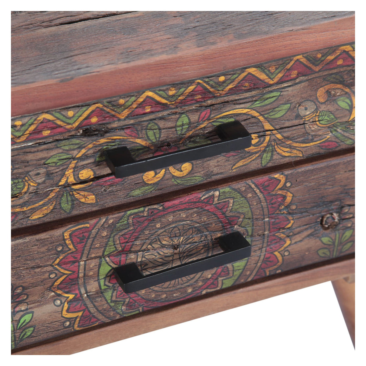 Rustic Roots 22" Hand Painted Square Side Table with Two Drawers - image 1