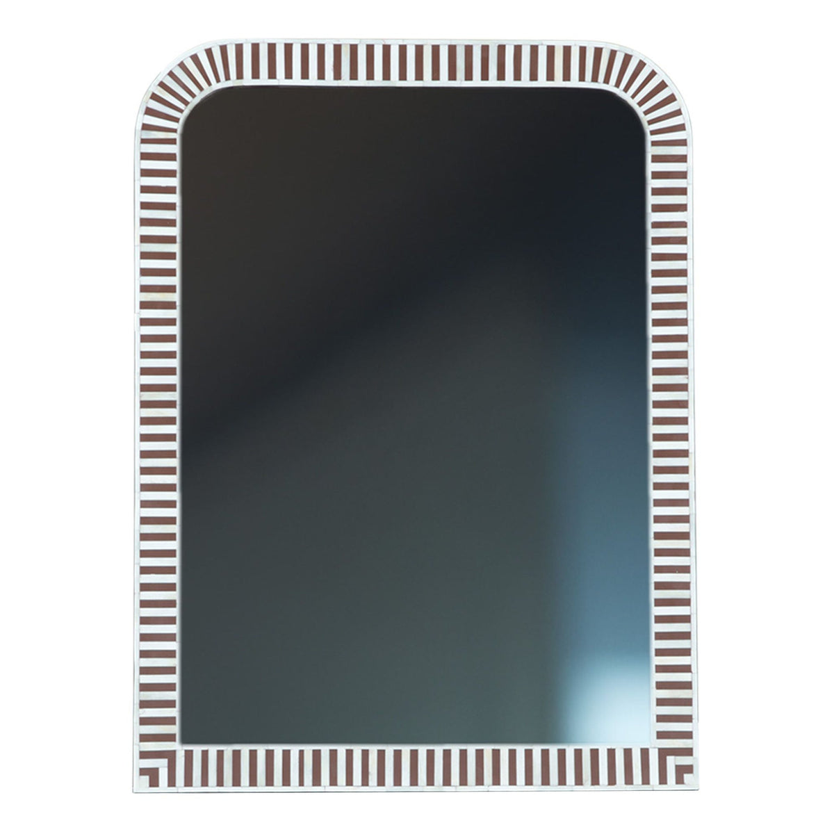 Taara 48" Mirror Frame in Brown and White Striped Pattern - image 1