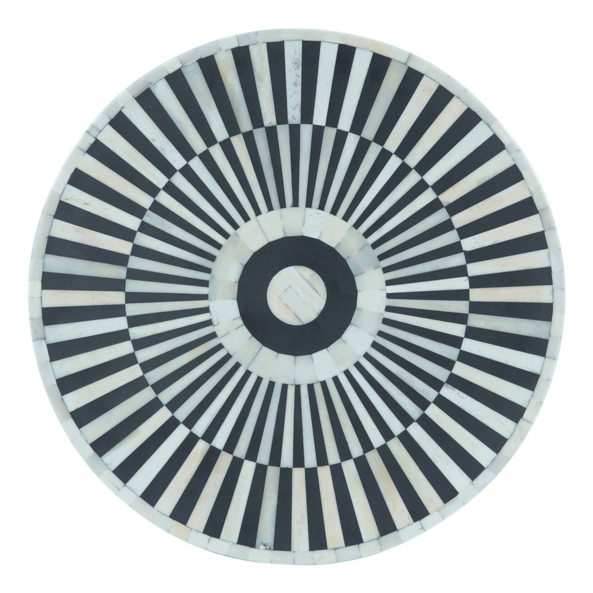 Taara 18" Round Side Table in Black and White Striped Pattern - image 1