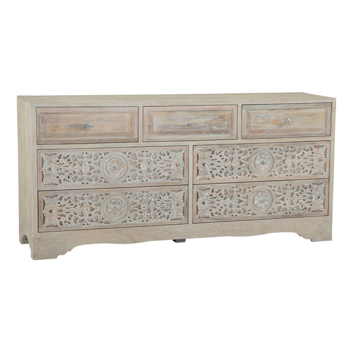 Taj 71" Dresser with Plinth Base in Carved Heirloom White - image 1