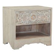 Taj 26" Nightstand with Plinth Base in Carved Heirloom White - image 1