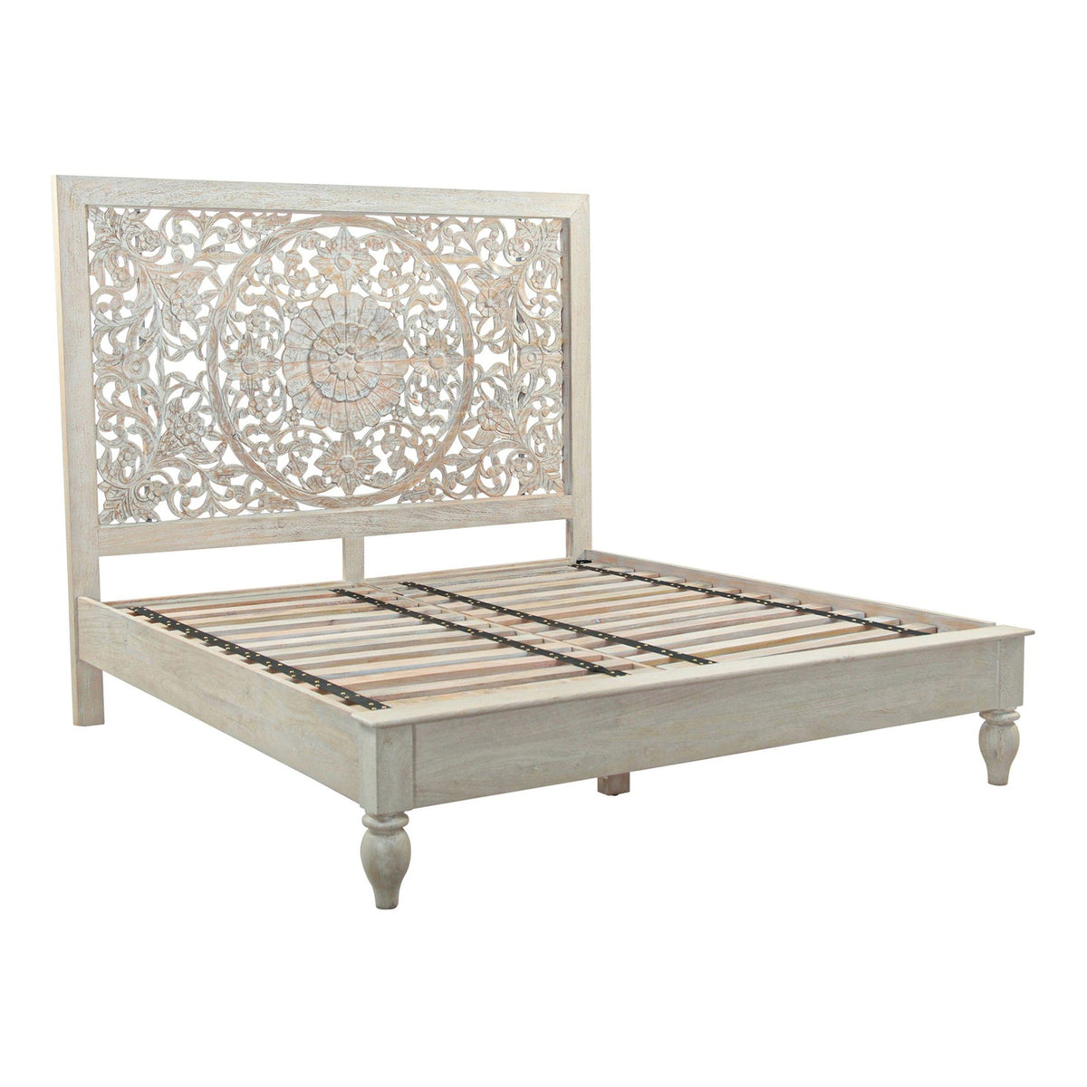 Taj Queen Bed in Hand Carved Heirloom White - image 1