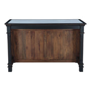 Turin 58" Kitchen Island in Distressed Black with White Marble Top - image 1