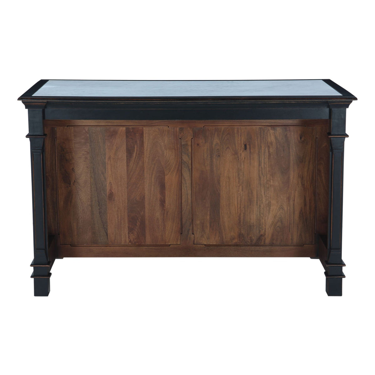 Turin 58" Kitchen Island in Distressed Black with White Marble Top - image 1