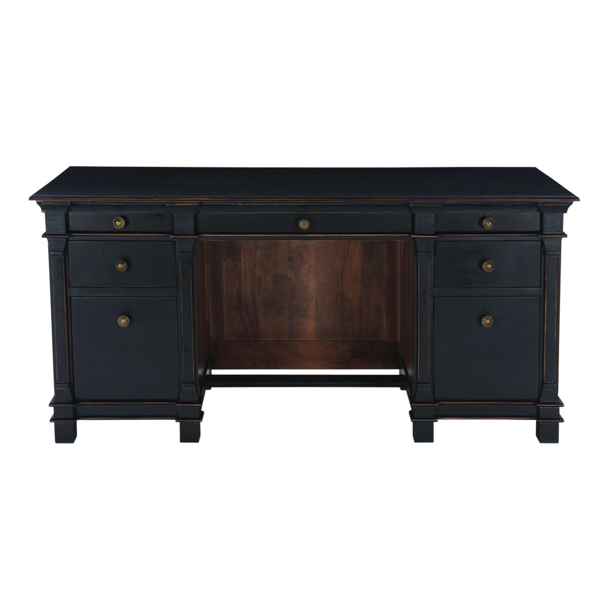 Turin 66" Office Desk in Distressed Black - image 1