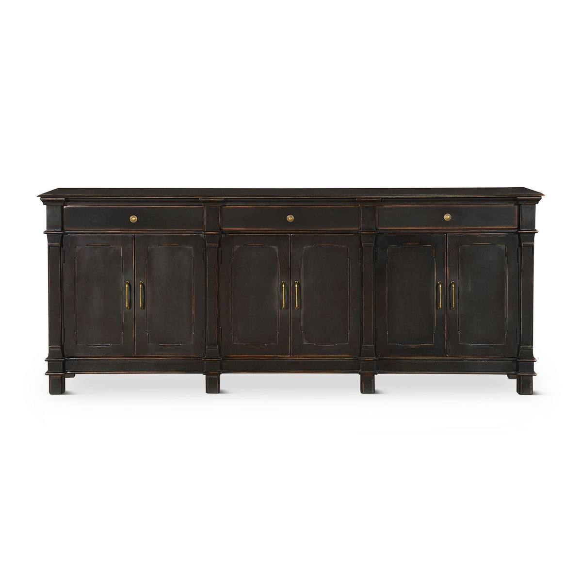 Turin 100" Sideboard in Distressed Black with Walnut Interior - image 1