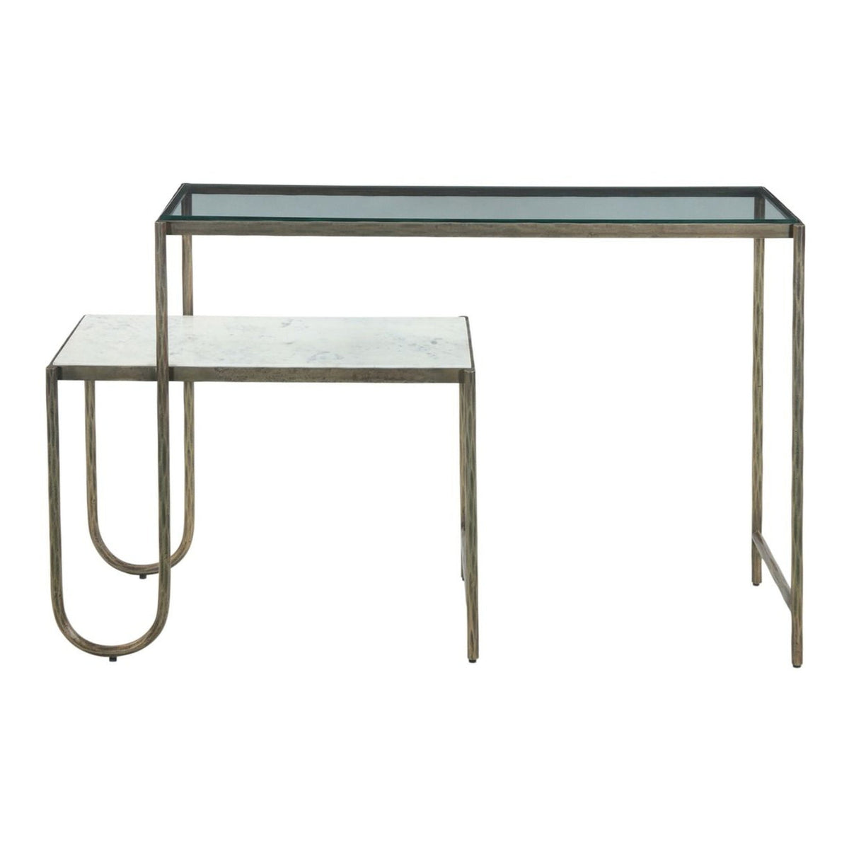 Venice 50" Nesting Console Table with Marble and Glass - image 1