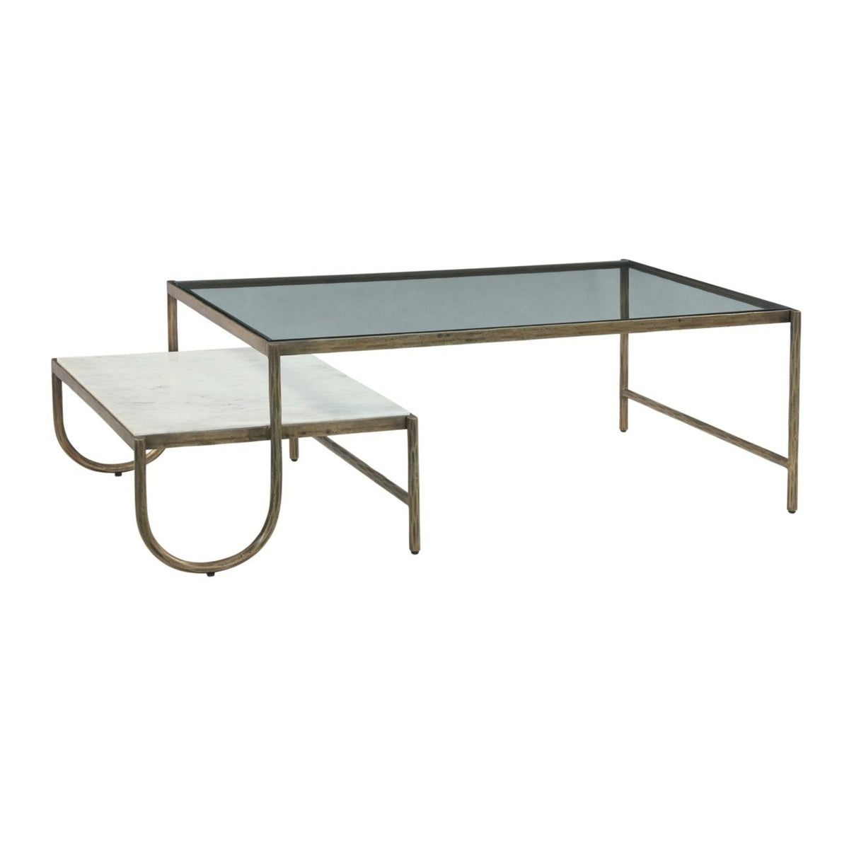 Venice 52" Nesting Coffee Table with Glass and Marble Top - image 1