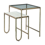 Venice 22" Nesting Side Table with Glass and Marble Top - image 1