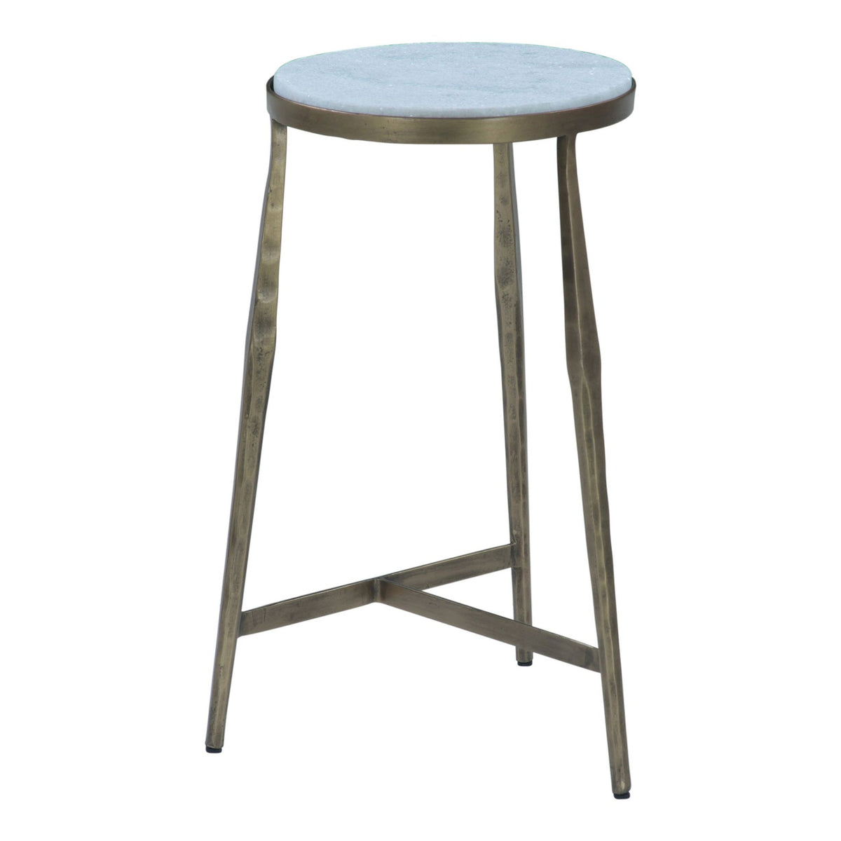 Venice 13" Side Table in Antique Brass with White Marble Top - image 1