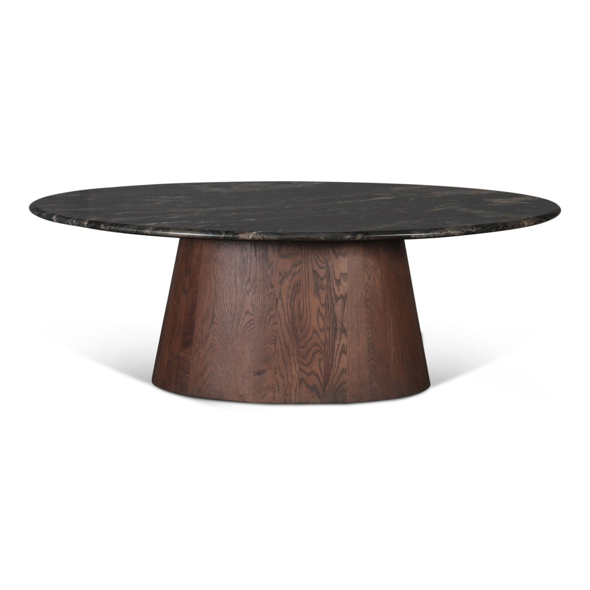 Vista 52" Oval Coffee Table in Lava Marble with Dark Mango Base - image 1