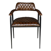 Wellington 23" Dining Armchair in Chocolate Leather and Black Iron - image 1