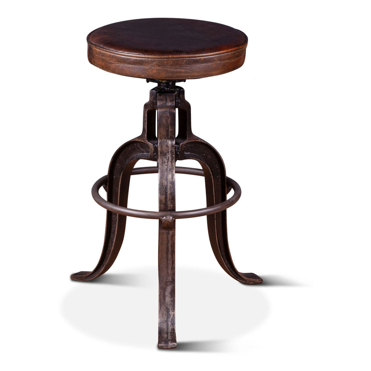 Wellington 13" Adjustable Stool in Brown Top Grain Leather - image 1
