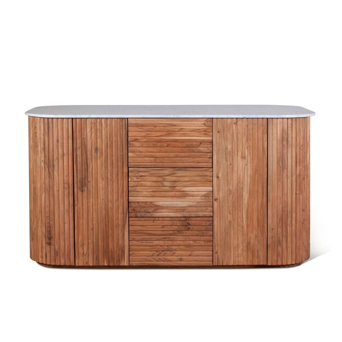 Wales 68" Kitchen Island in Natural Acacia with White Marble Top - image 1