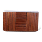 Wales 68" Kitchen Island in Walnut Brown with White Marble Top - image 1