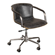 Portofino Swivel Office Chair in Antique Ebony Leather and Antique Zinc - image 1