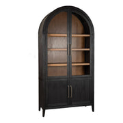 Lander 45" Arched Glass Cabinet in Rubbed Black with Walnut Interior - image 1
