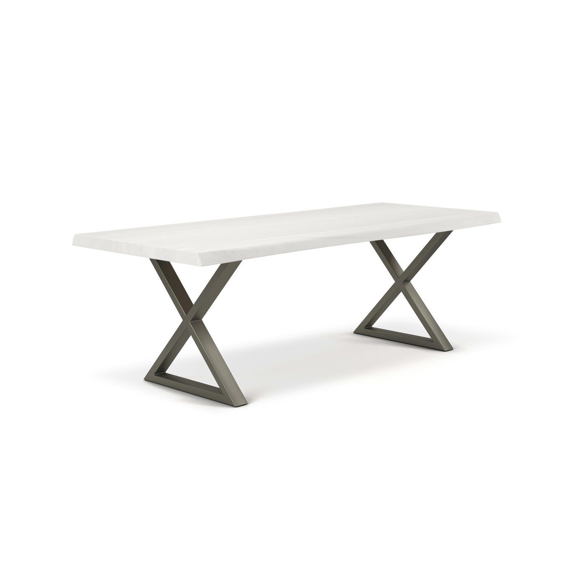Brooks - Dining Table - X Base - 40" x 79" - White Wash Top - Pewter Base