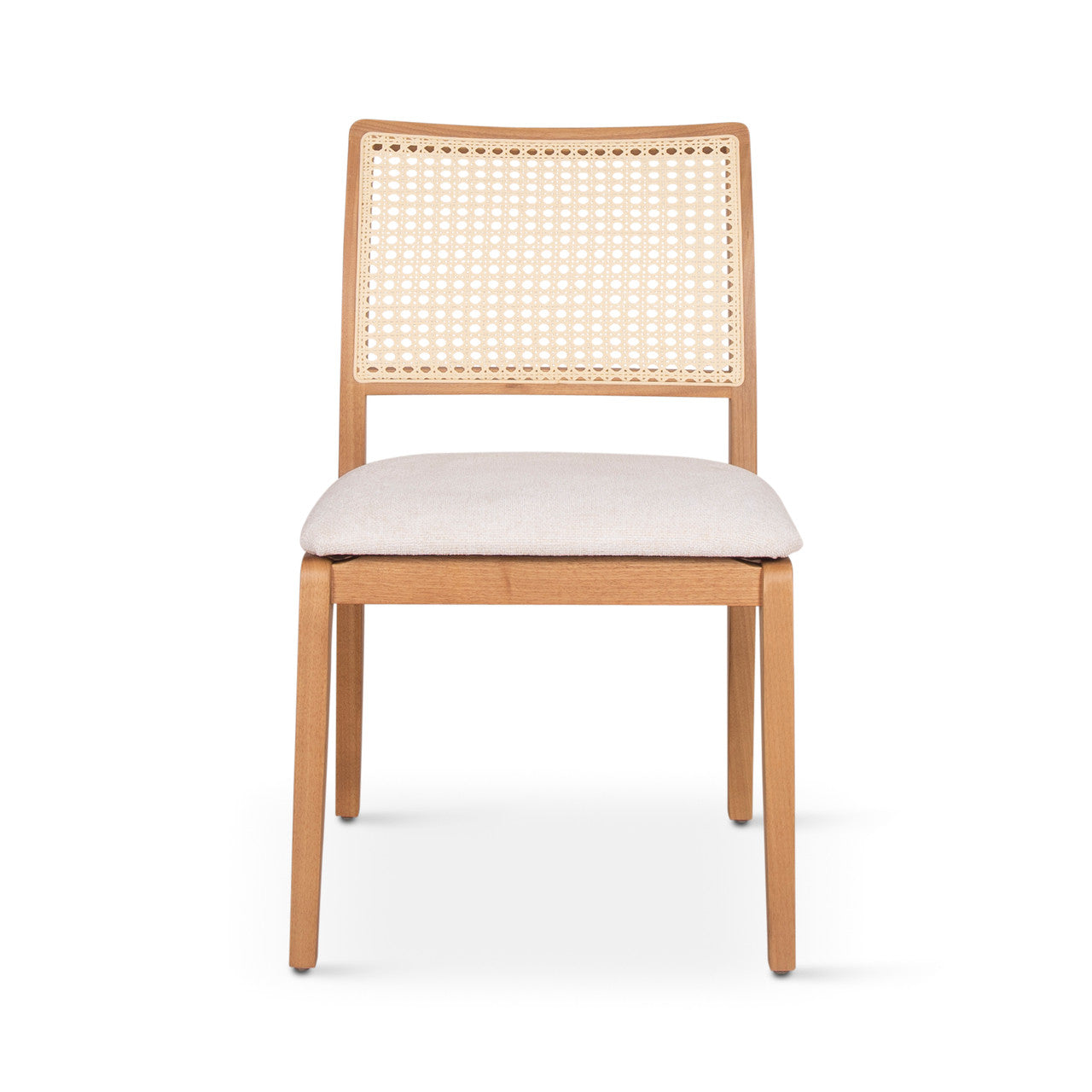 Modern Brazilian - Larissa Side Chair - Harvest Natural Upholstery - Damasco, Natural Frame