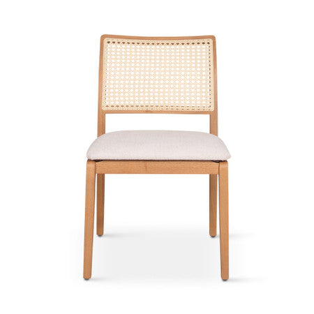 Modern Brazilian Larissa Side Chair Harvest Natural Upholstery - Damasco, Natural Frame