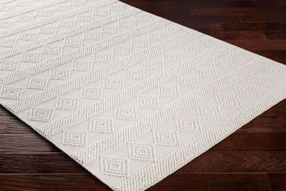Hygge White Handmade Rug - corner